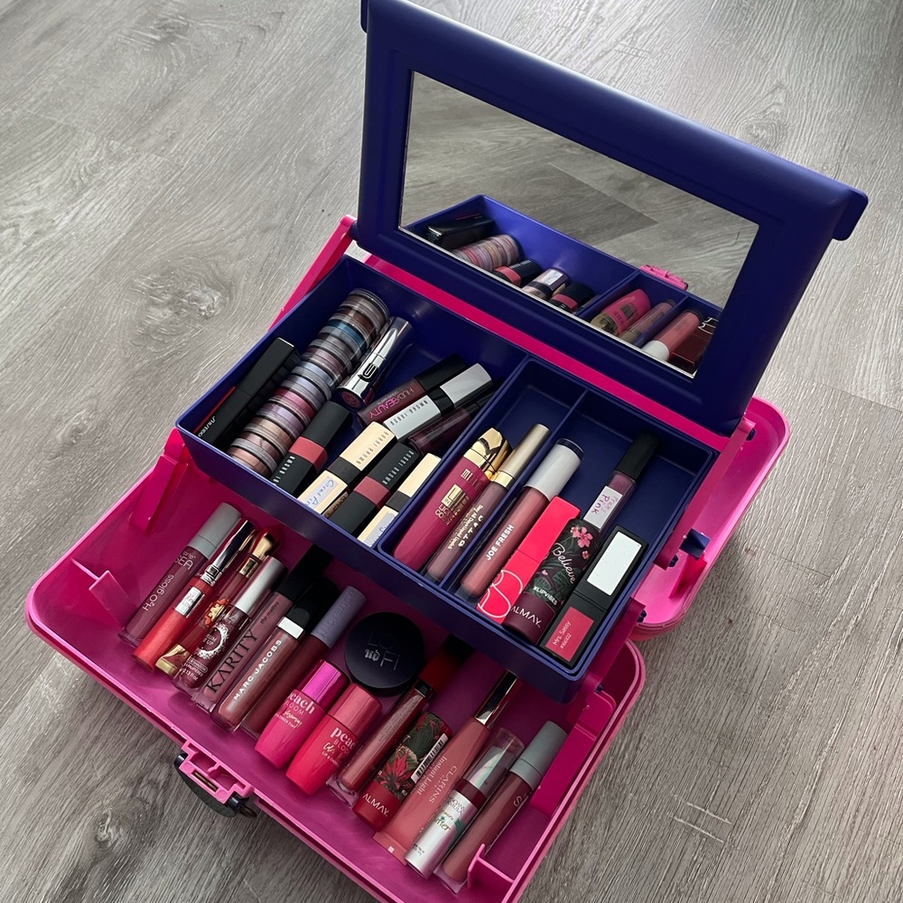 Caboodles makeup case full of luxury lipstick and gloss.
